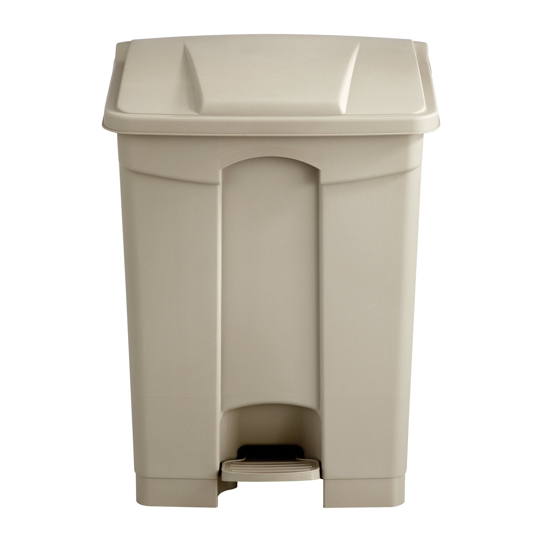 Safco Step-On Indoor Plastic Trash Can for Home & Garage, Hands-Free Disposal, 17 Gallon, Tan