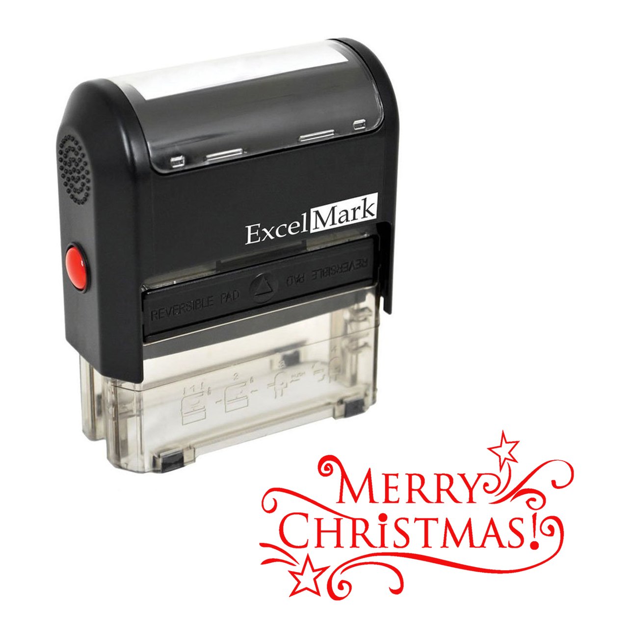 Self-Inking Christmas Rubber Stamp - Merry Christmas - Red Ink
