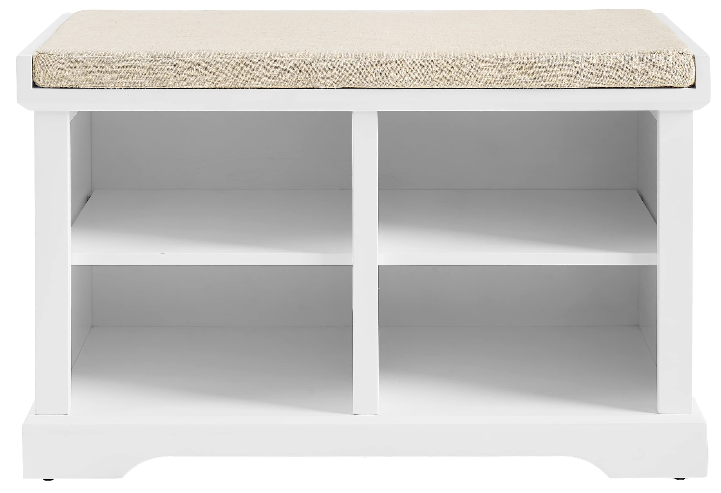 Crosley Furniture Anderson Entryway Storage Bench with Shoe Rack Organizer Shelves, White