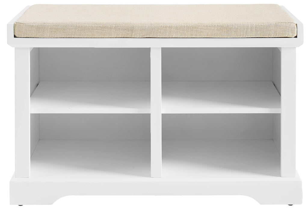 Crosley Furniture Anderson Entryway Storage Bench with Shoe Rack Organizer Shelves, White
