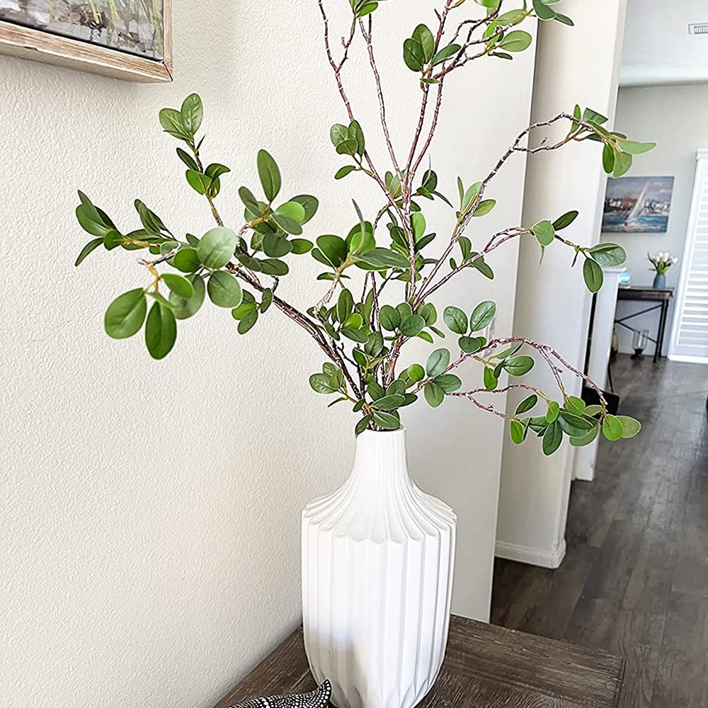 3Pcs Artificial Branches Plants Greenery Stems Faux Branches For Vase Plant Artificial Eucalytus Branches Fake Ficus Twig (45''/