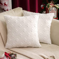 Miulee Set Of 2 Decorative Throw Pillow Covers Rhombic Jacquard Pillowcase Soft Square Cushion Case For Christmas Couch Sofa Bed Bedroom Living Room, 24X24 Inch, White