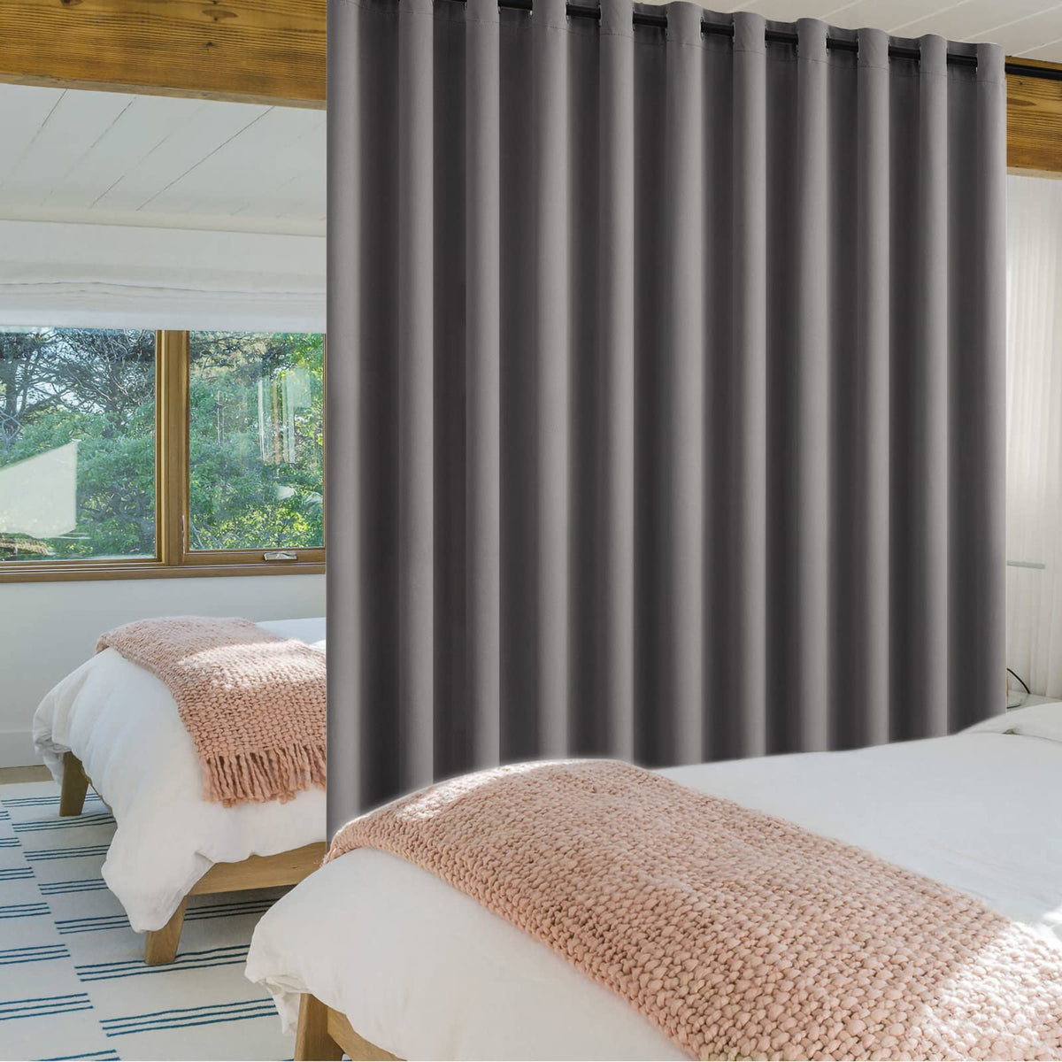 Miulee Room Divider Curtains 12.5 X 8 Ft - Total Privacy Wall Room Divider Screens Sound Proof Wide Blackout Curtain For Living