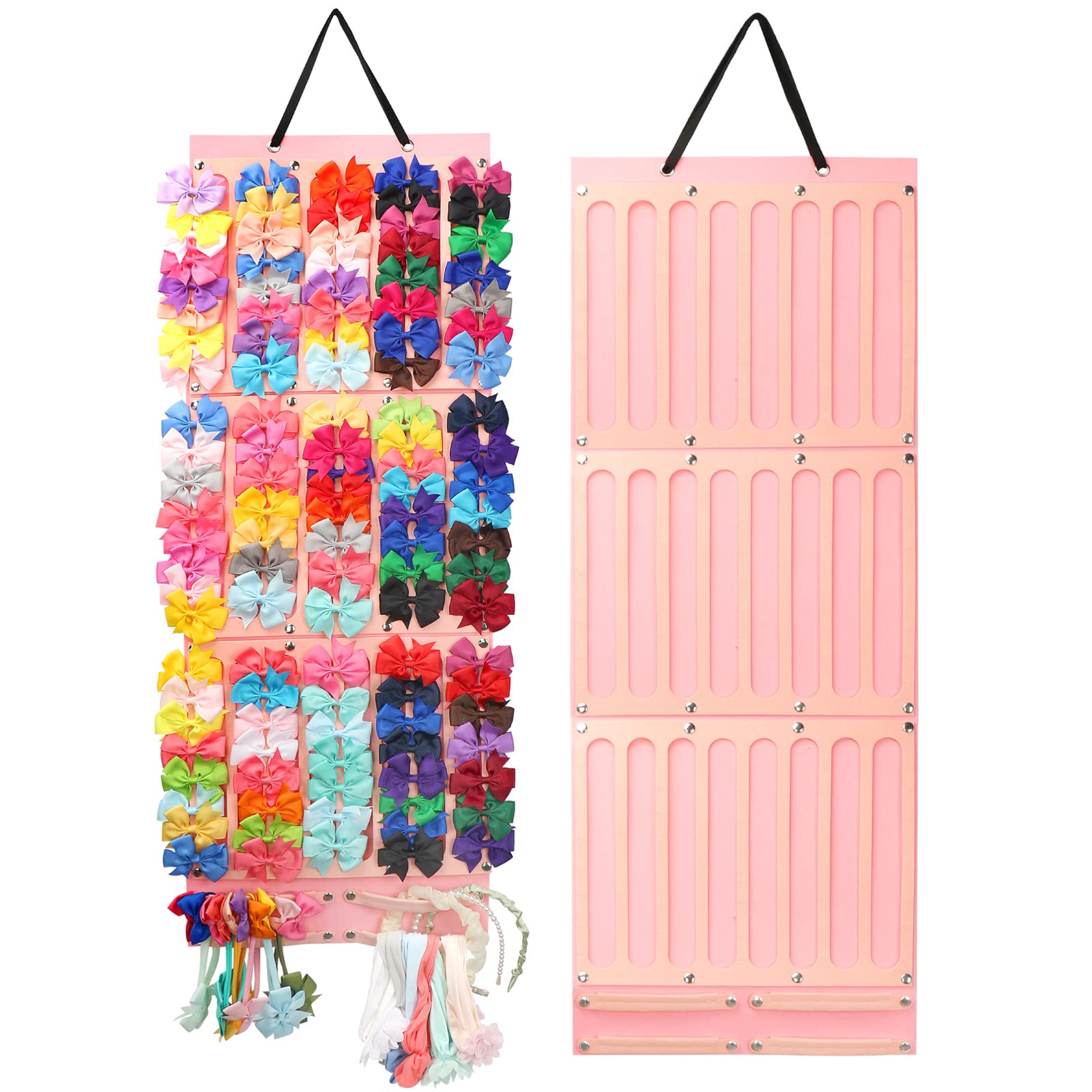 Vimiv Hair Bows Holder w/Extra Large Capacity, Hair Clips Storage Hanger w/ 27 Ribbons, Head Bows Hanger, Baby Hair Accessory St