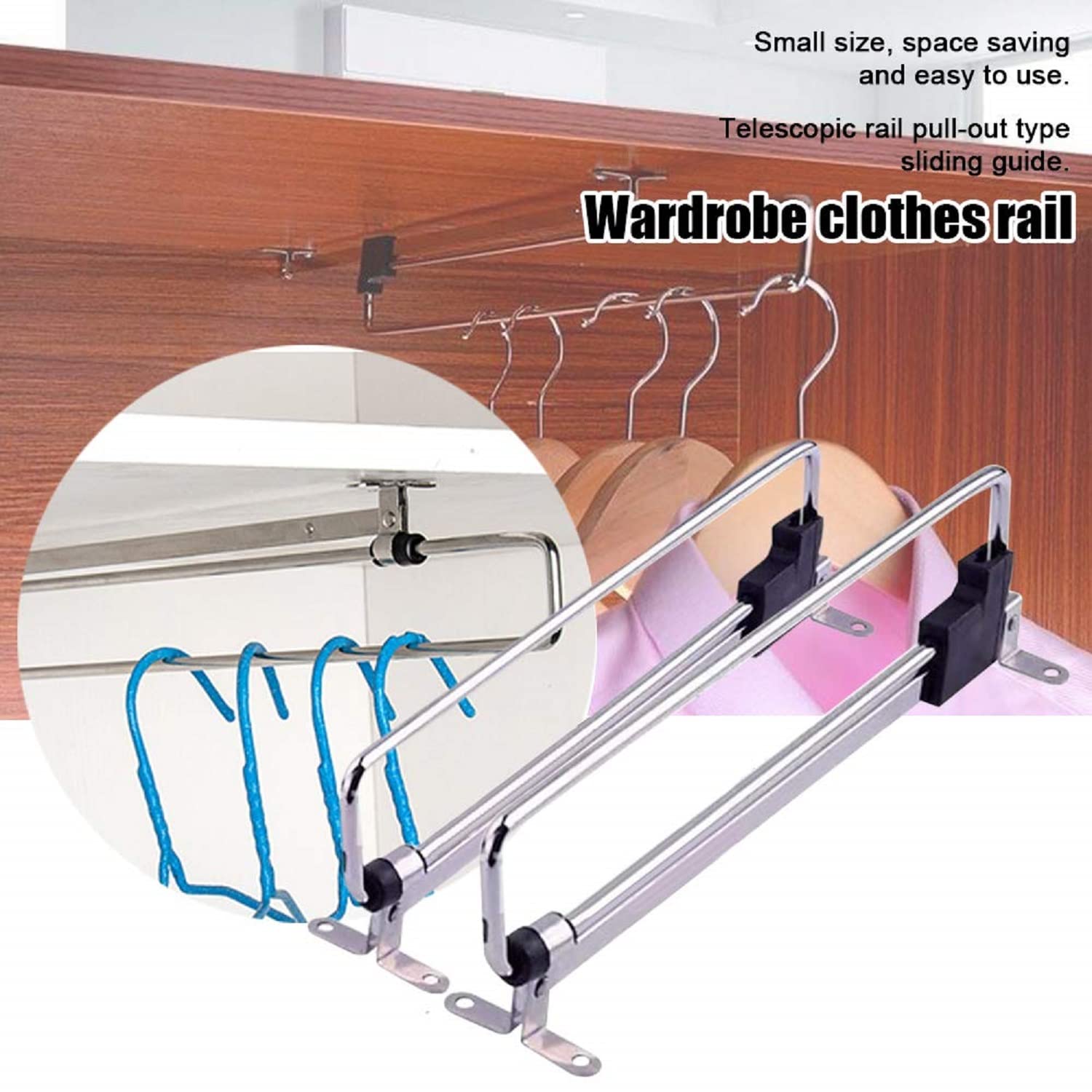 Retractable Closet Pull Out Rod Closet Valet Rod Extending Rail Pull Out Hanger Closet Valet Rod Rail Sliding Extending Telescop