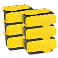 HOMZ 6-Pack Durabilt, Heavy Duty Plastic Storage Bins with Lids, 15 Gallon, Black/Yellow