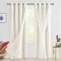 Hiasan Blackout Curtains With Sheer Overlay, Grommet Thermal Insulated Mix & Match Double Layer Window Curtains For Bedroom, Liv