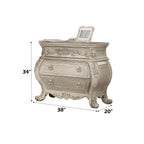 Acme Ragenardus 3-Drawer Wood Bombe Nightstand in Antique White