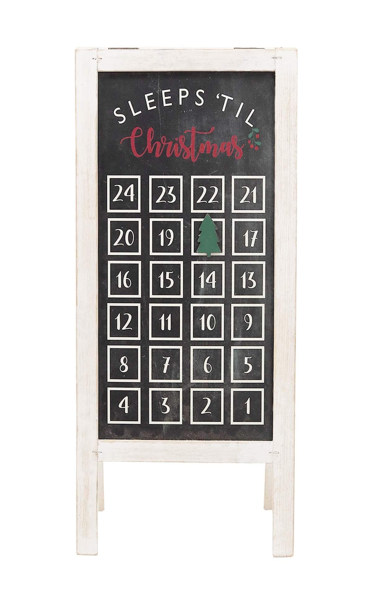 23' H Christmas Countdown Wood Calendar with Easel,Freestanding Christmas Advent Calendar, Reusable Countdown to Christmas Funn