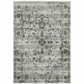 HomeRoots 508926 8 x 11 ft. Ivory Grey Charcoal Blue & Taupe Oriental Power Loomed Stain Resistant Area Rug