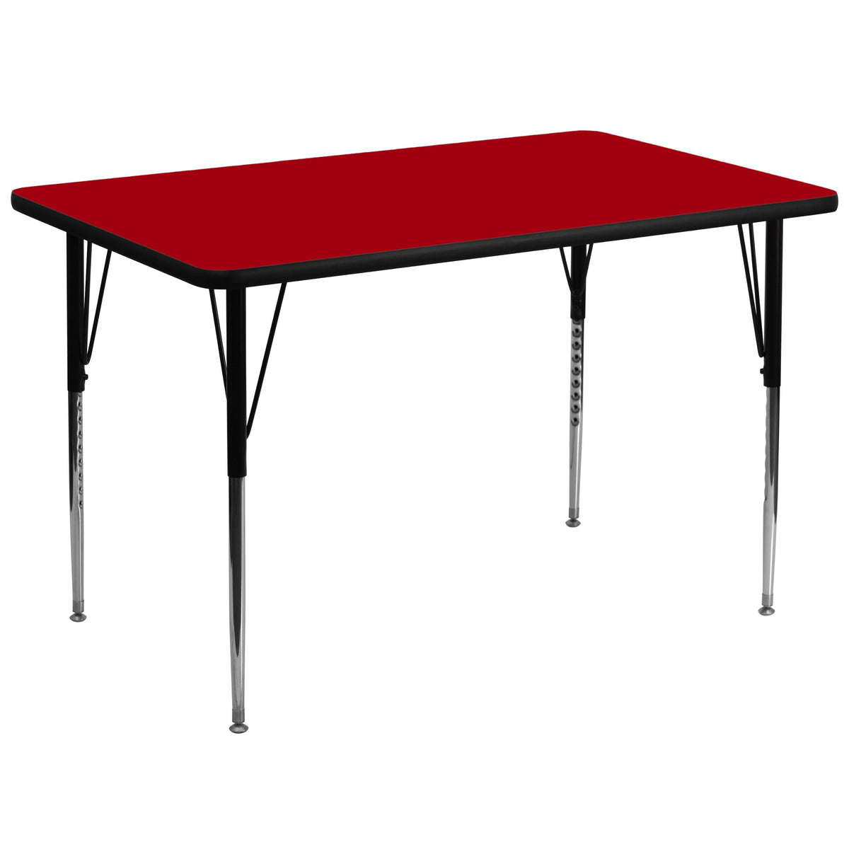 Flash Furniture Wren 36''W x 72''L Rectangular Red Thermal Laminate Activity Table - Standard Height Adjustable Legs