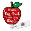 Xqlzy It Takes A Big Heart Cute Red Glitter Badge Reel Retractable With Alligator Clips, Funny Apple Id Card Badge Holder Gifts