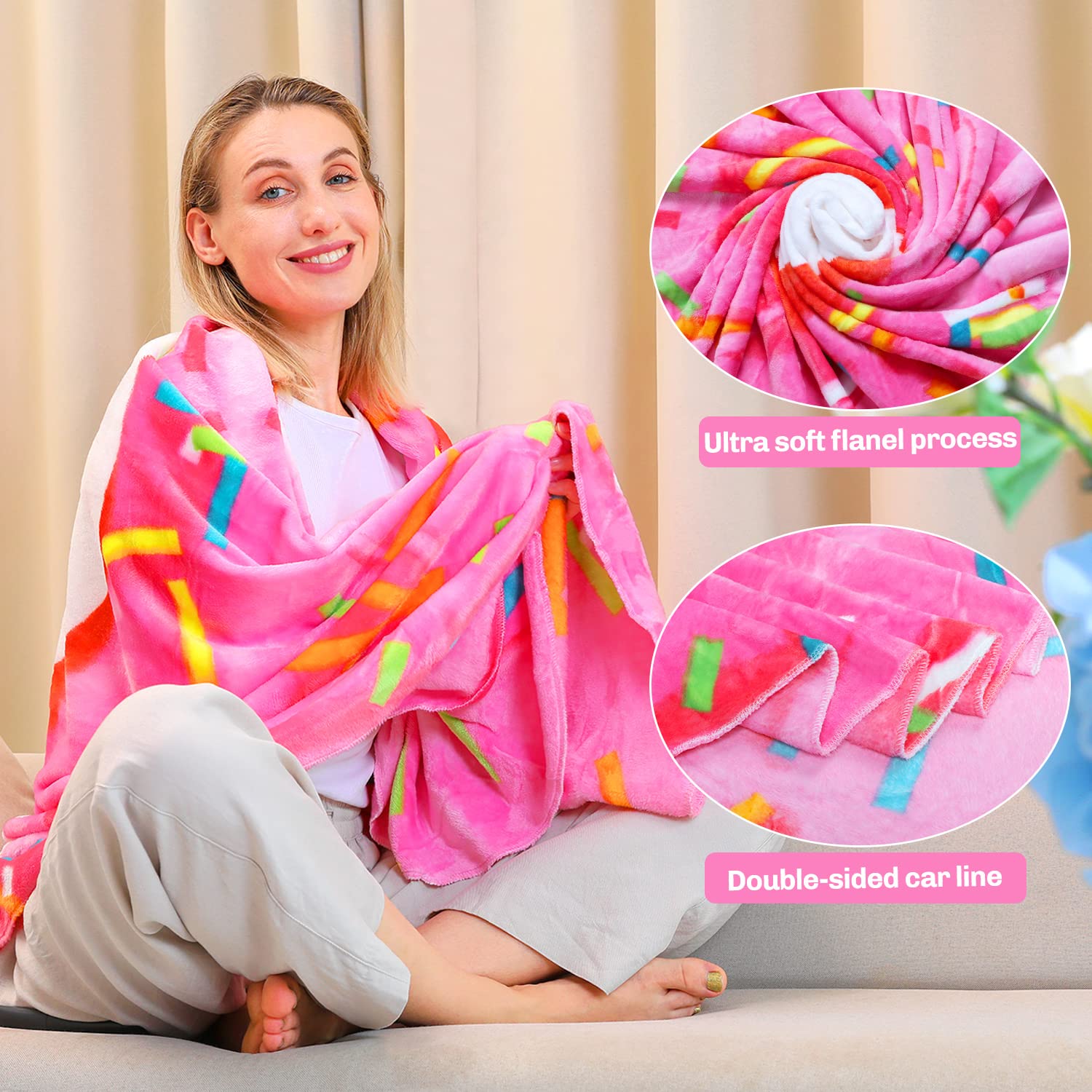 M&C Music Color Tortilla Blanket 71 Inchs Double Sided, Giant Tortilla Blanket Adult Size Round Funny Blankets For Adults Teens