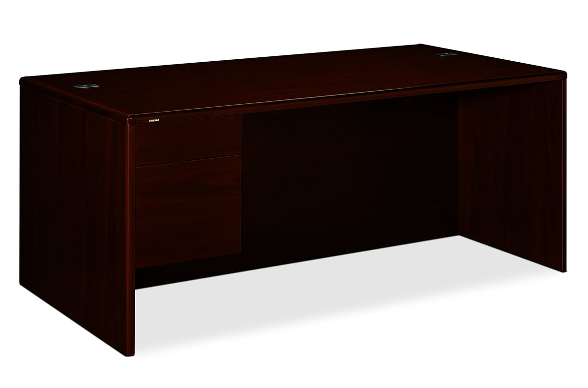 The Hon Company 10700 Series, Left Single Pedestal Desk, Mahogany