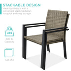 Best Choice Products Set Of 2 Stackable Outdoor Wicker Dining Chairs All-Weather Firepit Armchair W/Armrests, Steel Frame For Patio, Deck, Garden, Yard - Taupe