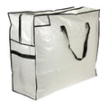 Household Essentials 2622 MightyStor Large Storage Bag with Handles  Clothing and Linen Storage Bag  White Tarp with Black Trim
