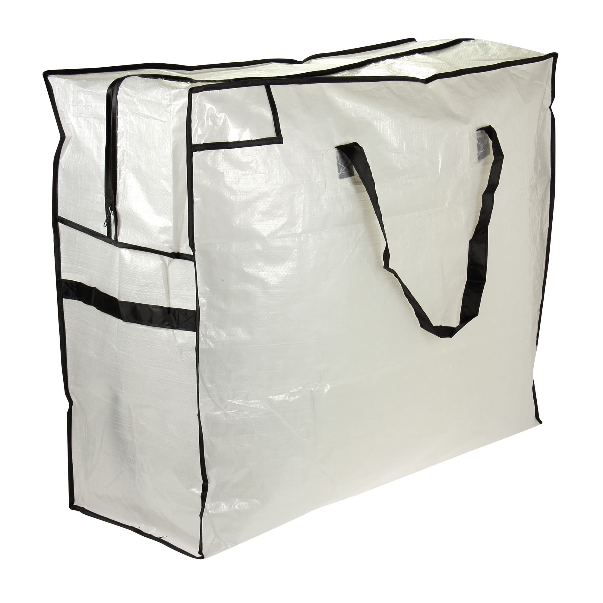 Household Essentials 2622 MightyStor Large Storage Bag with Handles  Clothing and Linen Storage Bag  White Tarp with Black Trim