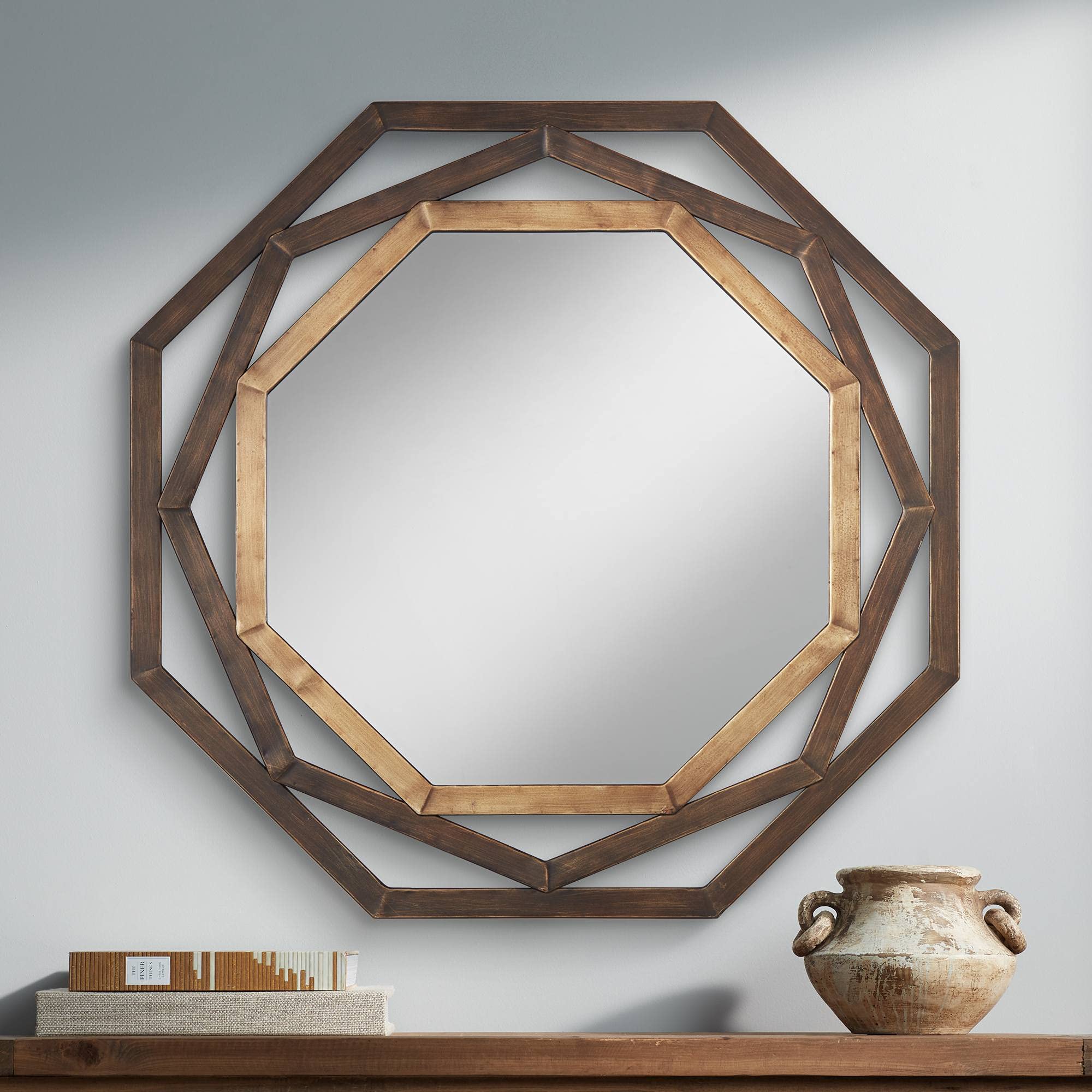 Uttermost Two-Tone Bronze 32 Openwork Octagonal Wall Mirror