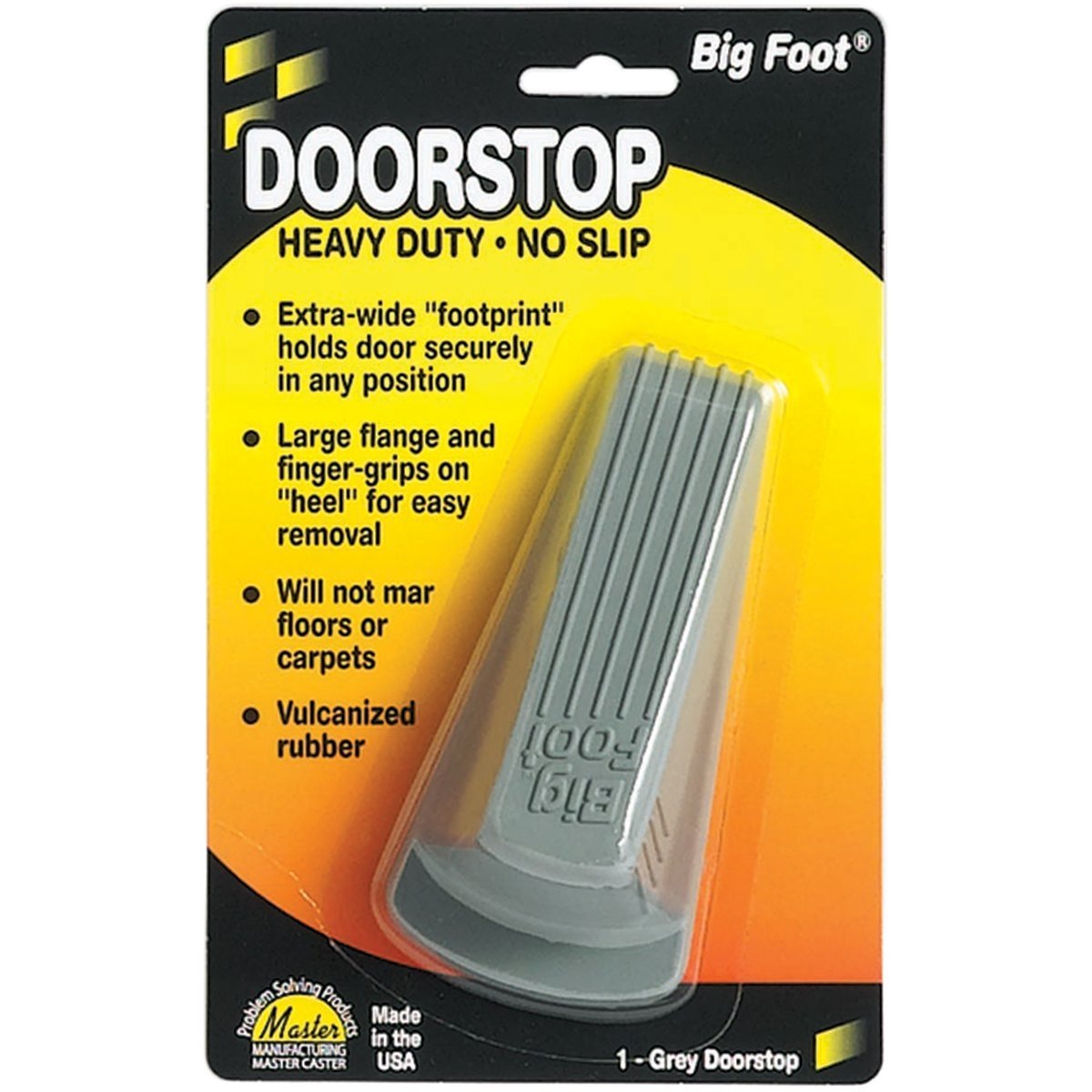 Master Caster Big Foot Doorstop, 4.75 X 2 X 1.25 Inches, Gray, 1/Pack (00941)