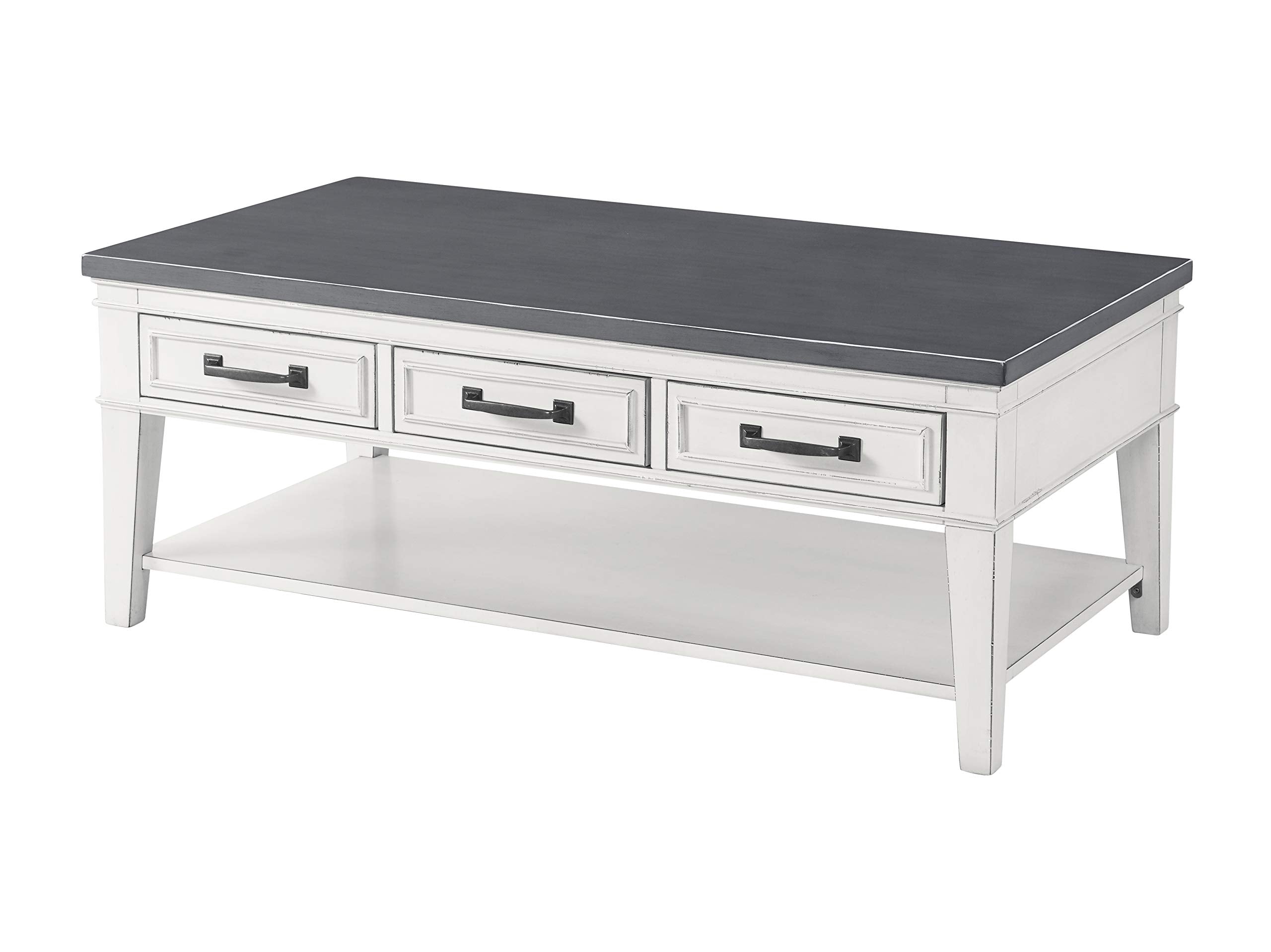 Martin Svensson Home Del Mar 3 Drawer Coffee Table, Antique White And Grey