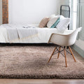 Rugs.com Infinity Collection Solid Shag Area Rug 8 Ft Square Khaki Shag Rug Perfect for Living Rooms, Kitchens, Entryways