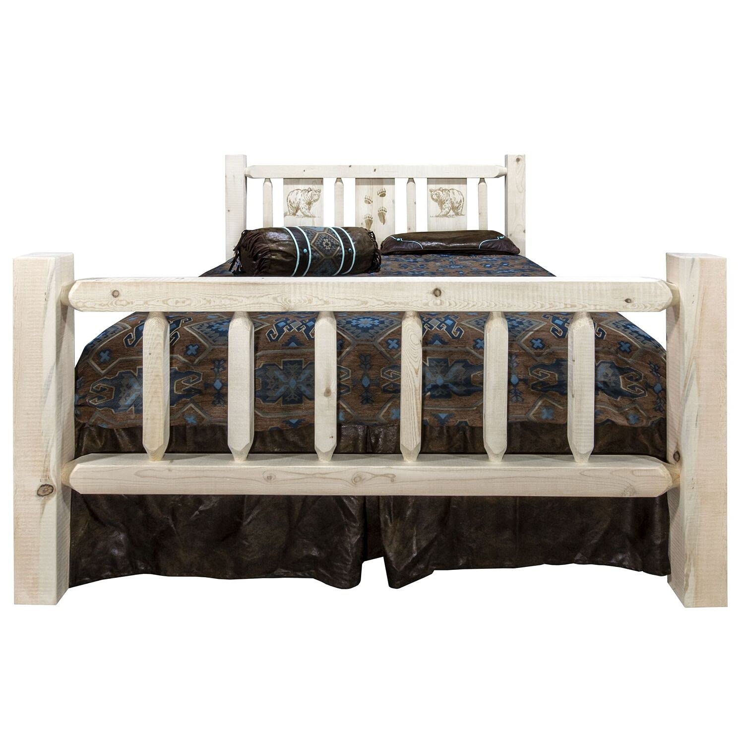 Montana Woodworks Homestead Collection Twin Bed w/Laser Engraved Bear Design, Ready to Finish