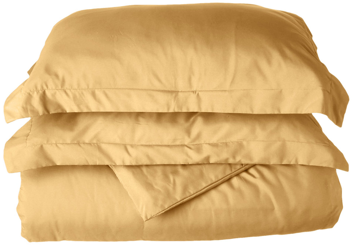Elegance Linen  Wrinkle-Free- 1500 Thread Count King/Cal-King Size Egyptian Quality 3Pcs Duvet Cover Set, Solid, Camel Gold