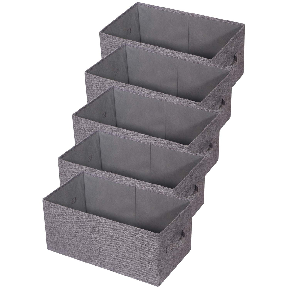 TENABORT Set of 5 Closet Organizer Bins with Handle, Fabric Foldable Storage Baskets Cloth Box Containers for Shelves Home Offic