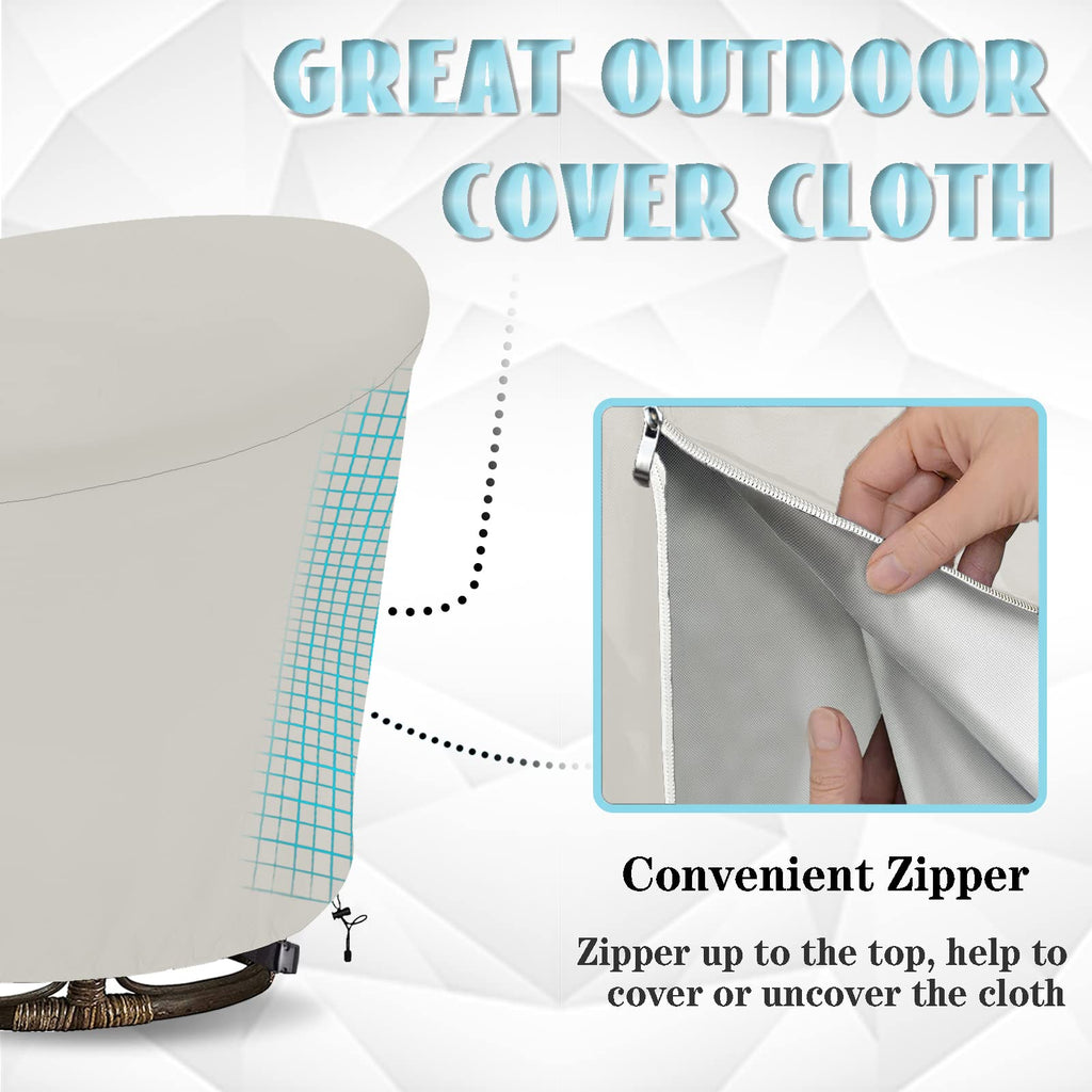 Iceberg Elf Papasan Chair Cover Waterproof,(For 52In Outdoor Papasan Chairs Covers) Beige, Zipper Design, Easy To Put On And Tak