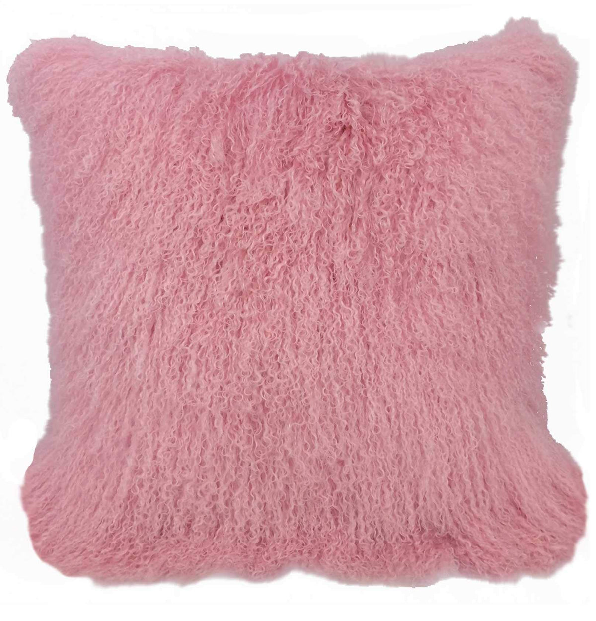 HomeRoots Genuine Tibetan Lamb Front with Microsuede Backing 24' Pink Genuine Tibetan Lamb Fur Pillow with Microsuede Backing