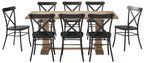 Crosley Furniture Joanna 9-Piece Modern Farmhouse Dining Table Set for 8 with Camille Metal Chairs, Rustic Brown