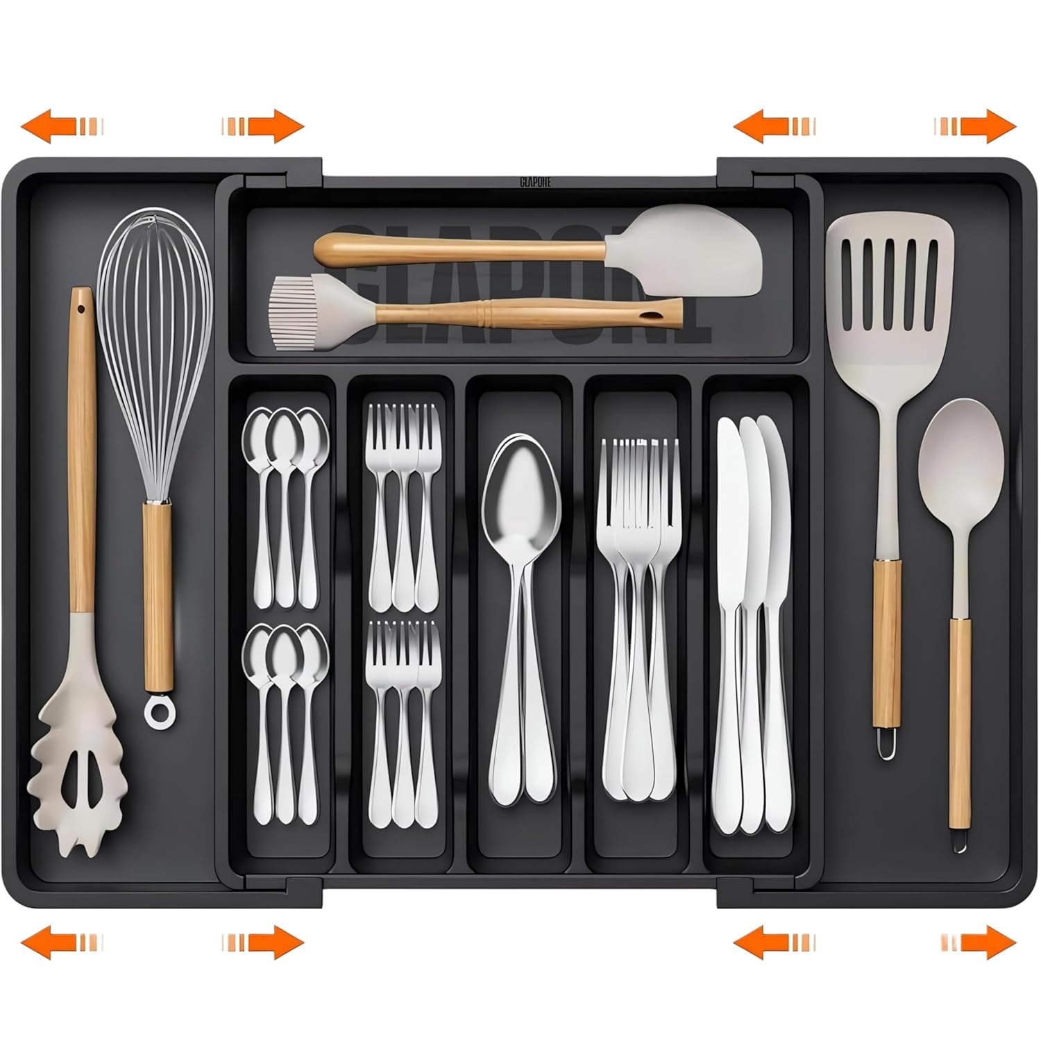 Drofail Kitchen Drawer Organizer Expandable, Cutlery Drawer Organizer Plastic Cutlery Holder Plastic Storage For Spoons Forks Kn