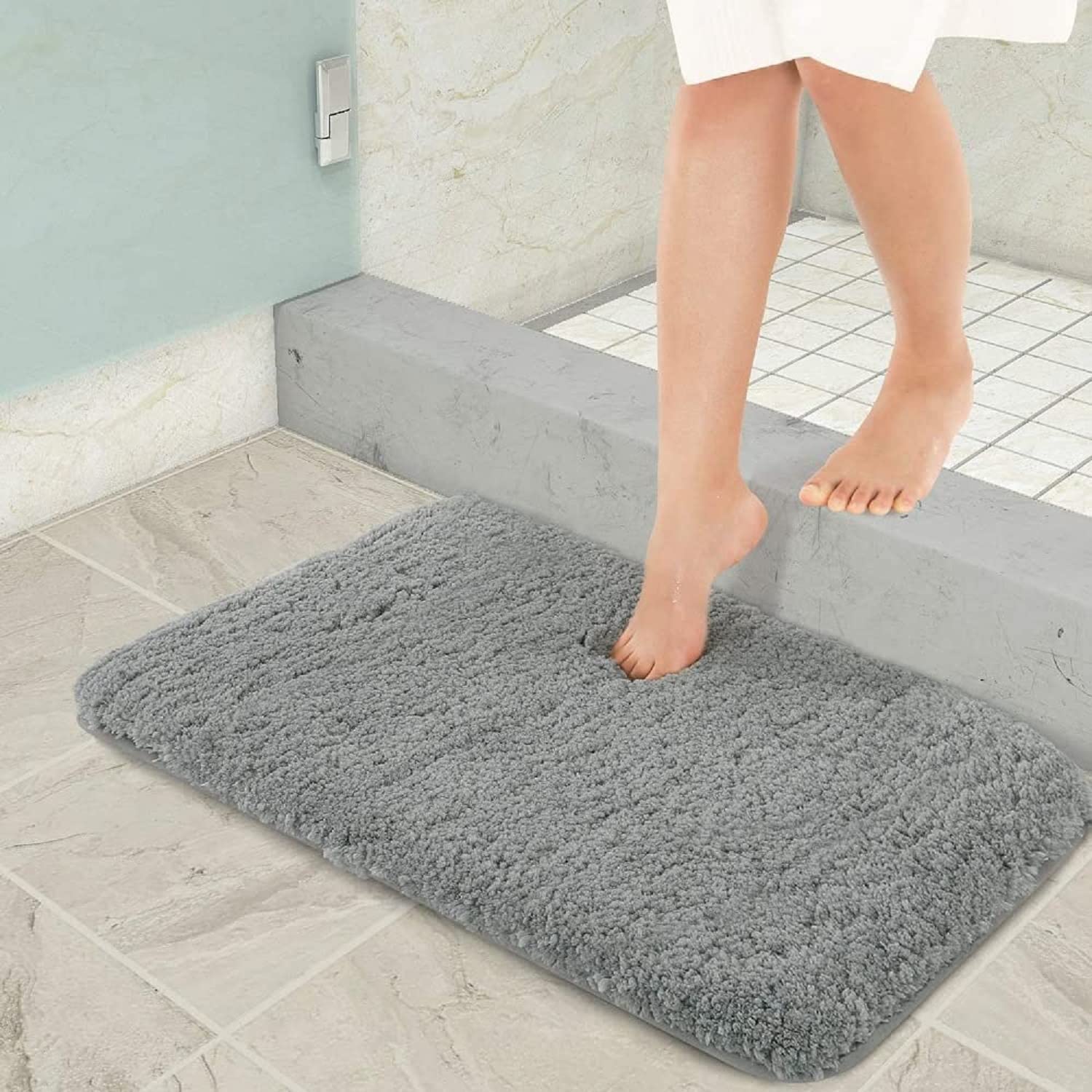 LUCRE Super Soft (40x60 cm) Microfiber Solid 2000 GSM Bath Mat Water Absorbent Mats for Bathroom/Bedroom/Kitchen/Hall/Floor Mat 