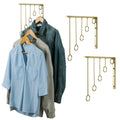 MyGift Gold Tone Wall Mounted Garment Rack with 5 Hanging Rings, 3 Pack