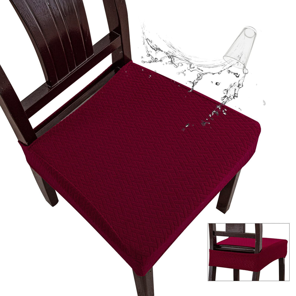 Genina Waterproof Seat Covers for Dining Room Chair Covers Waterproof Dining Chair Covers (2 PCS-Rear-gapped, Wine Red)