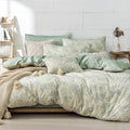 Lemiroe Botanical Cotton Comforter King Size - Dusty Green Comforter Printed With Luxrious Bluish-Grey Ferns On Beige,Reversible
