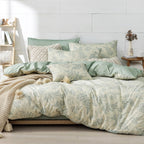Lemiroe Botanical Cotton Comforter King Size - Dusty Green Comforter Printed With Luxrious Bluish-Grey Ferns On Beige,Reversible