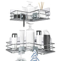 Nieifi Corner Shower Shelves Stainless Steel, Adhesive Shower Caddy Basket Rack with Hooks, Rust Proof for Bathroom Shelf Shampo