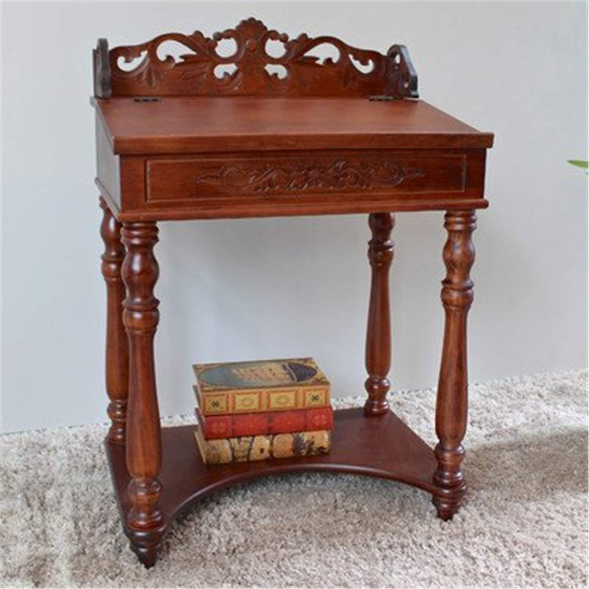 International Caravan Furniture Piece Small Carve Writing Desk