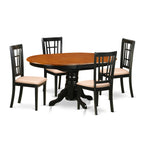 East West Furniture KENI5-BCH-C 5 Piece Dining Room Furniture Set Includes an Oval Kitchen Table with Butterfly Leaf and 4 Linen Fabric Upholstered Dining Chairs, 42x60 Inch, Black & Cherry