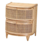 Baxton Studio Oleta Modern Bohemian Natural Brown Rattan 2-Drawer Nightstand