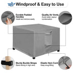 Outdoorlines Outdoor Waterproof Patio Ottoman Covers - Square Uv-Proof Patio Side Table Cover Windproof Heavy-Duty Furniture Covering Protector 28L X 28W X 17H Inch, Grey