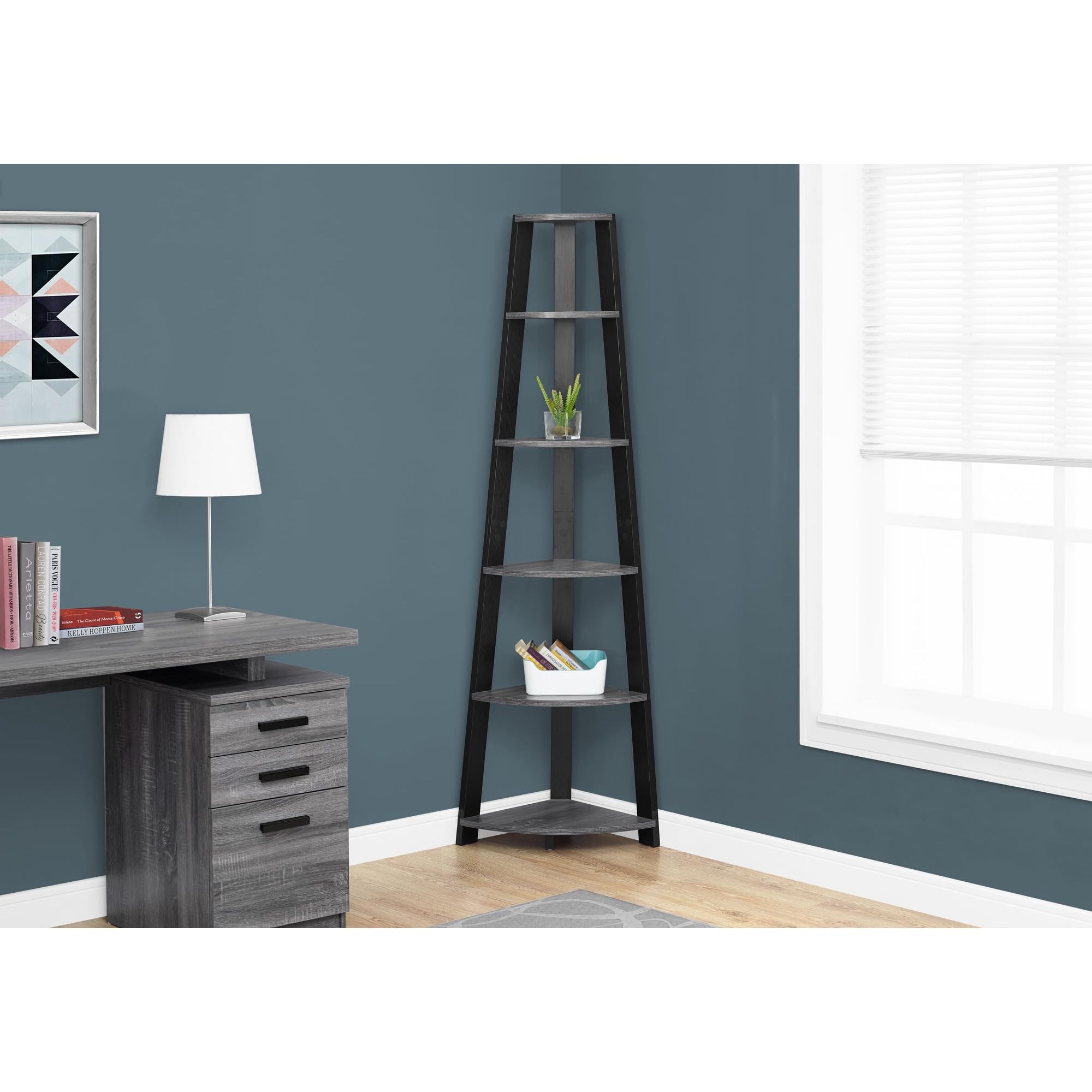 Monarch Specialties I Bookcase, 72&quot;H, Grey/Black