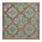 HomeRoots Multi 60% Metal 40% MDF Wood Veneer Green Ethnic Pattern Wood and Metal Wall Plaque