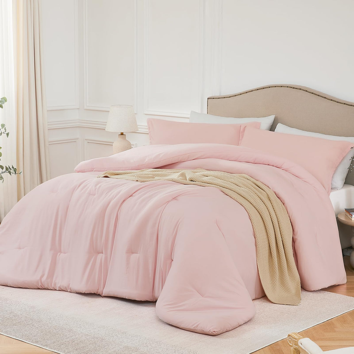Quataly Twin Comforter Set Blushpink,2Pcs Soft Lightweight Breathable Bedding Comforter Sets For All Season, Twin Size(68'  90'