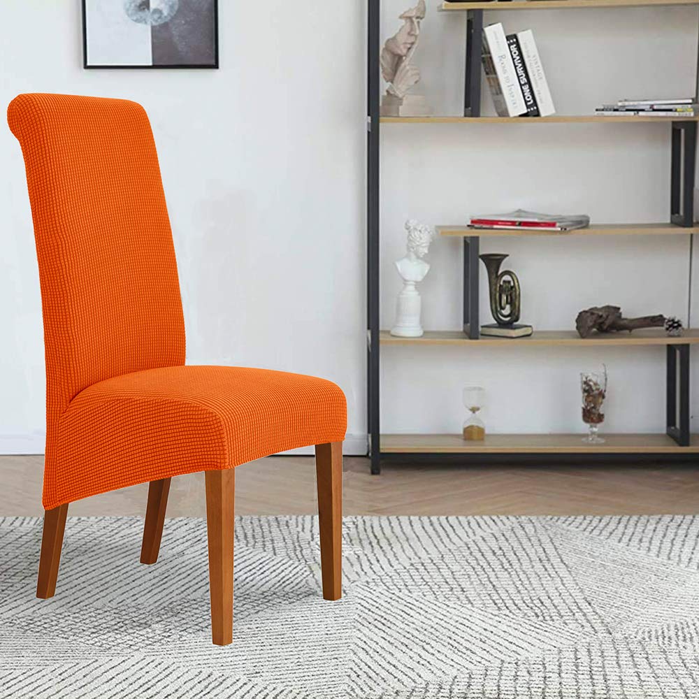 Deisy Dee Stretch Xl/Oversized Soft Spandex Extra Large Dining Room Chair Covers For Kitchen Dining,Removable Washable Chair Protectors Slipcovers (Orange, 2)
