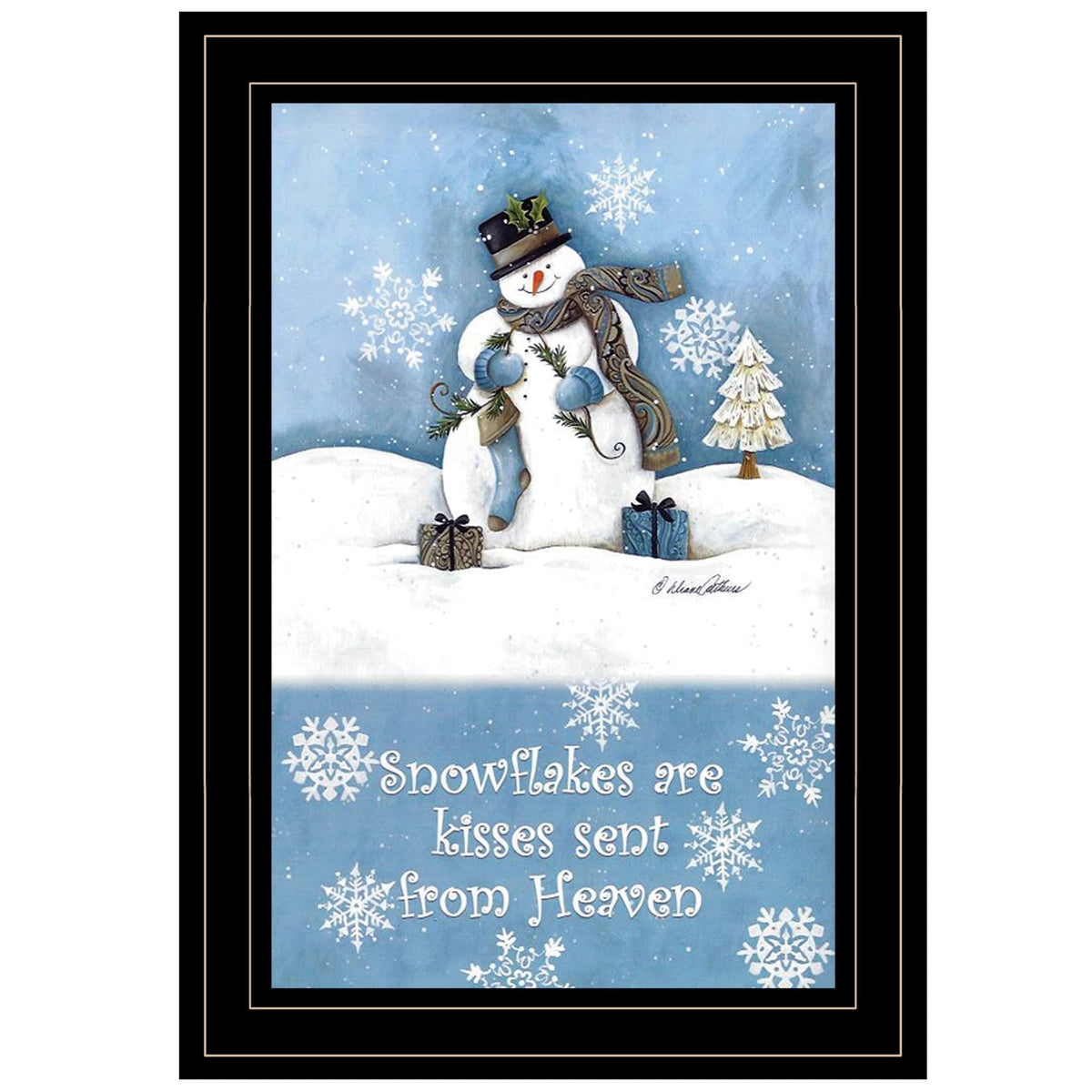 Trendy Snowman 3 Black Framed Print Wall Art