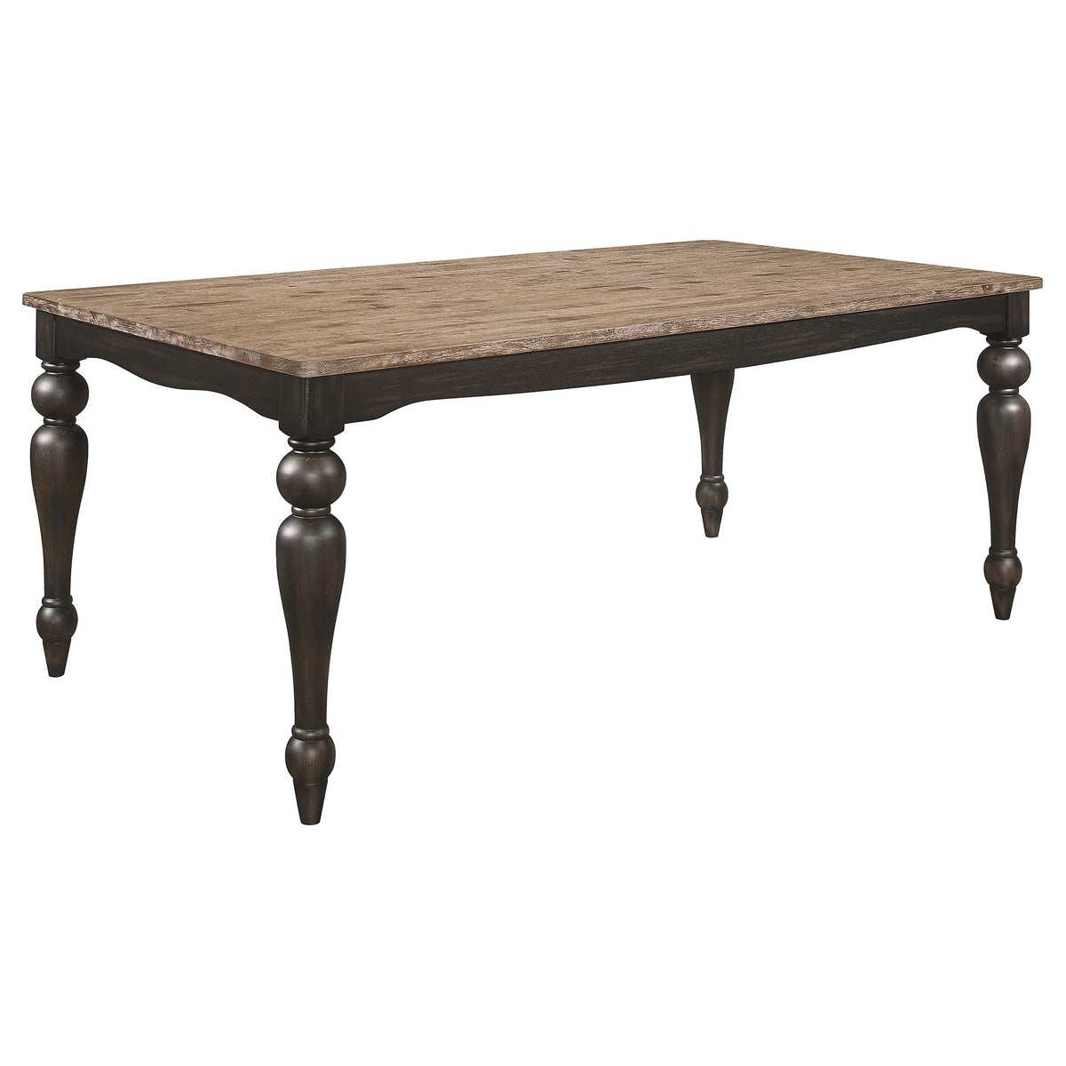 Coaster Home Furnishings Bridget Rectangular Dining Table Brown Brushed and Charcoal Sandthrough