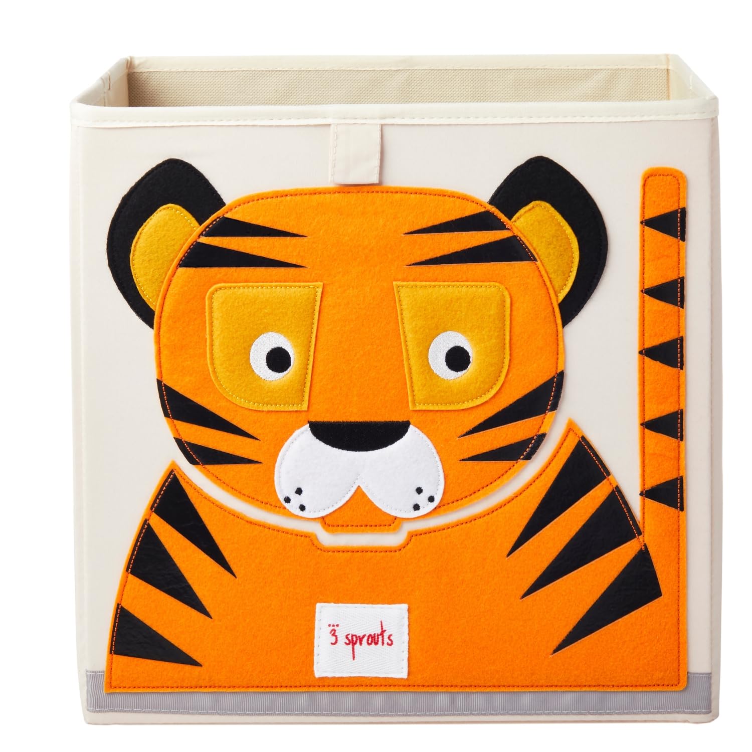 3 Sprouts Toy Storage Organizer: Toy Box Cube Organizer for Playroom, Nursery - Foldable Storage Bin - Tiger