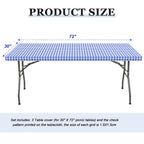 3 Pcs Plastic Picnic Table Cover Checkered Tablecloth Fitted Rectangular Table Cloth 30 X 72 Inch Vinyl Waterproof Flannel Backed With Elastic Rim For Indoor Outdoor Picnic Party(Blue And White)